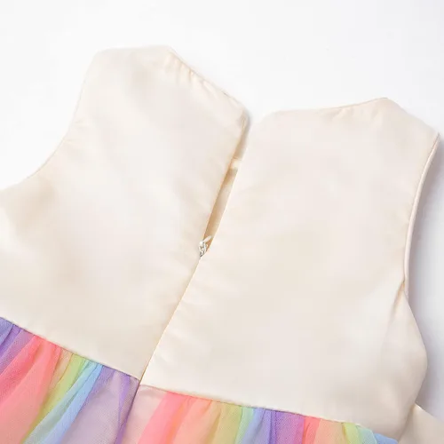 Miniatura 5 de Uhnice Vestido de malla sin mangas con lentejuelas para niña pequeña para fiesta de boda, Arco iris