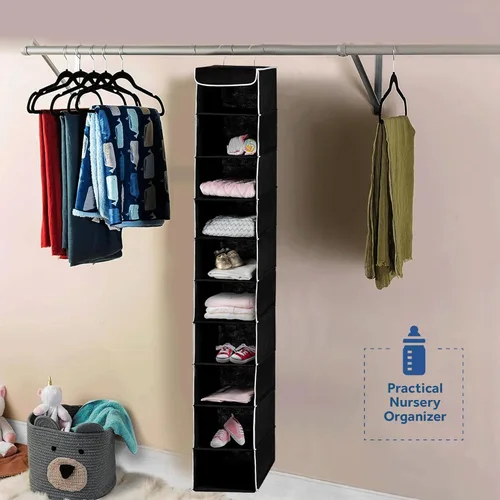Miniatura 2 de ZOBER Organizador colgante para armario, 10 estantes, estantes organizadores de almacenamiento colgantes para ropa, toallas, juguetes, dormitorio