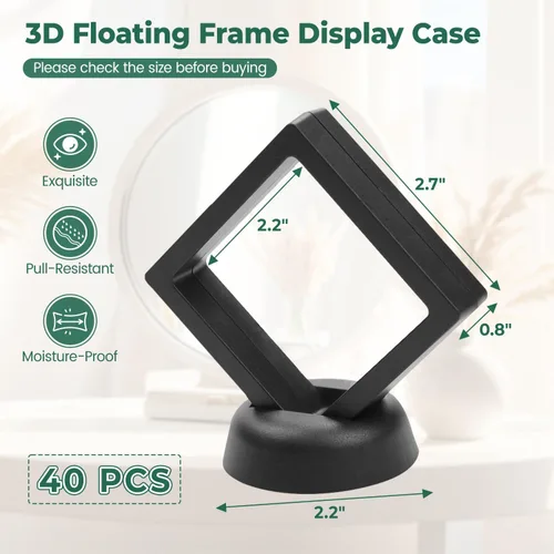 Miniatura 54 de EsLuker.ly Juego de 6 soportes de exhibición de marco flotante 3D, vitrina flotante transparente de polietileno, caja de almacenamiento de joyería