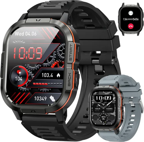 Reloj inteligente para hombre con rastreador de fitness: impermeable, realiza/contesta llamadas, relojes digitales militares, corre, smartwatch para