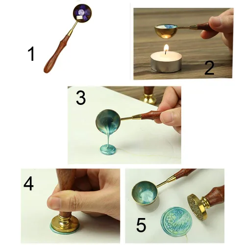 Miniatura 2 de Juego de sellos de cera de sellado colorido de 600 PSC + 3 velas de té, 1 cuchara de sello de cera para cartas, invitaciones, paquetes, tarjetas