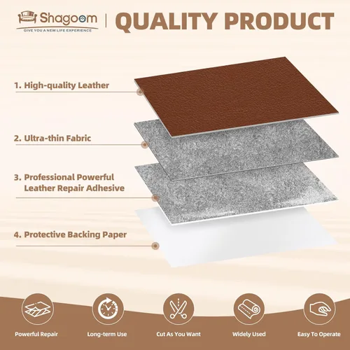 Miniatura 7 de Cinta de reparación de cuero Shagoom, parche de reparación autoadhesivo impermeable de 17X79 pulgadas, parches grandes de vinilo DIY para sofás