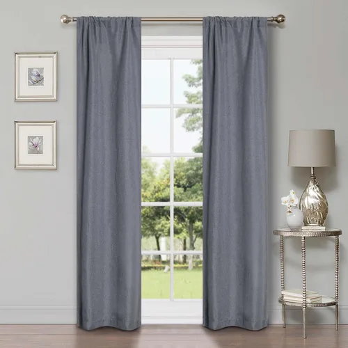 Miniatura 34 de Superior Juego de 2 cortinas opacas con textura de lino, par de paneles con aislamiento térmico con cabecera superior con ojales, cortinas clásicas