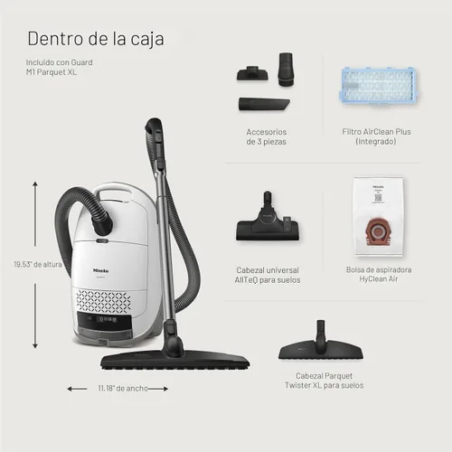 Miniatura 2 de Miele New Guard M1 Parquet XL Aspiradora de contenedor con bolsa, filtro AirClean Plus, cabezal universal AllTeQ, cepillo para parquet Twister XL