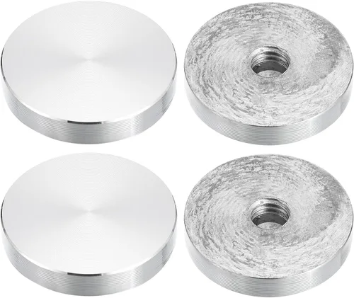 Miniatura 19 de uxcell M6 Rosca 0.787 in de diámetro de forma redonda de aluminio disco hardware 1pcs, aluminio círculo disco vidrio adaptador superior para mesa