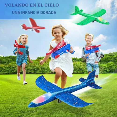 Miniatura 3 de Neoot Avión de juguete, paquete de 3 juguetes de lanzador de aviones, 2 modos de vuelo, avión planeador, juguetes al aire libre para niños de 3, 4