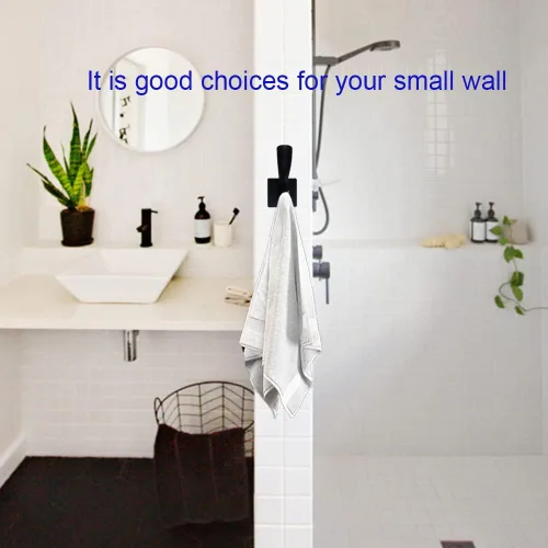 Miniatura 6 de Ganchos negros para toallas, soporte doble para toallas, abrigos y batas, ganchos de pared resistentes para baño, dormitorio, cocina, piscina, Negro