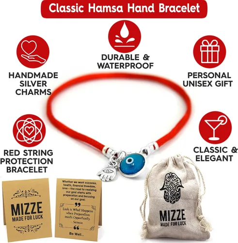Miniatura 2 de Turkish Blue Evil Eye & Hamsa Hand Bracelet - Men's Red String - Lucky Protection & Friendship Jewelry - Gift for Men, Dad, Husband, Brother