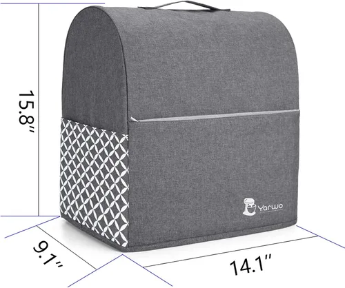 Miniatura 6 de Yarwo Funda para batidora de pie compatible con batidora KitchenAid de 6-8 cuartos, cubierta protectora contra el polvo con asa superior y bolsillos