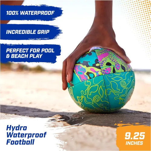 Miniatura 3 de Swimways Hydro Waterproof Football, Outdoor Games for Adults and Kids, Swimming Pool Accessories and Pool Party Games,9.25 Inches, Green