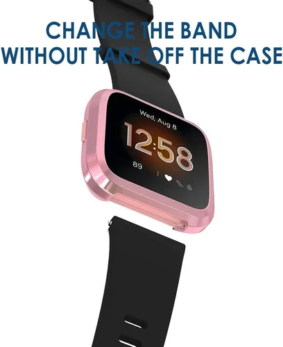 Miniatura 4 de Simpeak Funda protectora de pantalla compatible solo con Fitbit Versa Lite, 5 unidades, protección completa, cubierta de parachoques chapada en TPU
