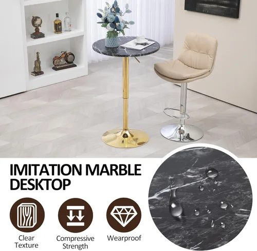 Miniatura 6 de Finnhomy Mesa redonda de bar de cóctel de 24 pulgadas con base de metal, mesa alta de pub bistró, altura de barra ajustable de 27.9 a 35.4 pulgadas