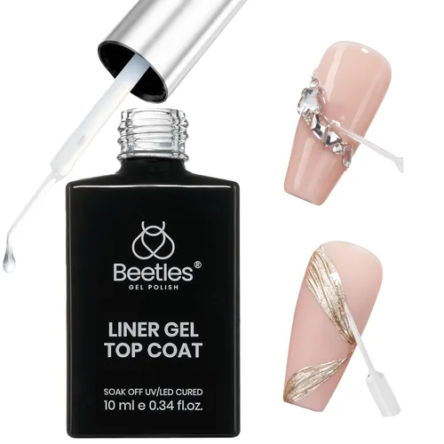 Miniatura 35 de Beetles 3 piezas de 15 ml de esmalte de uñas en gel, capa superior, base y juego de eliminación líquida de látex, sin necesidad de limpiar, capa