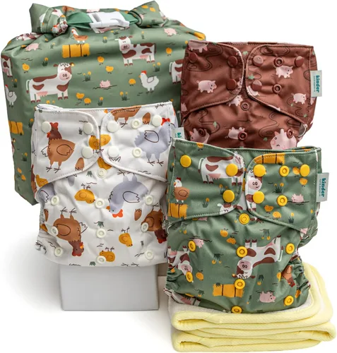 Miniatura 32 de Kinder Juego de 5 pañales de tela reutilizables para bebé, estilo bolsillo, camiseta atlética que absorbe la humedad, recién nacido a orinal 7-60