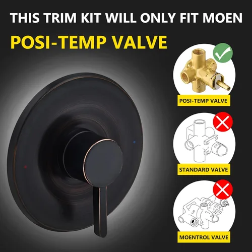 Miniatura 2 de Kit de Embellecimiento para Ducha y Tina, Compatible con Válvula Moen Posi-Temp, Bronce Cepillado al Aceite Bronce frotado con aceite