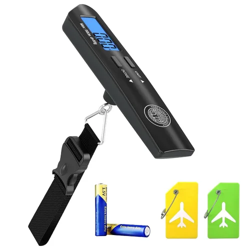 Báscula de equipaje con etiquetas de equipaje incluidas, pantalla LCD digital HD de 110 libras, capacidad de 110.2 lbs, báscula de equipaje para