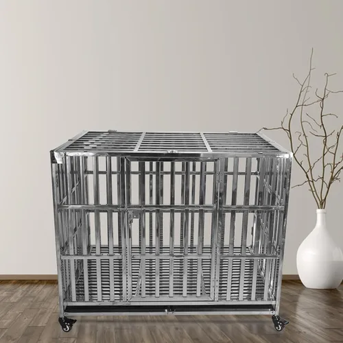 Miniatura 6 de Confote Jaula de metal resistente de 37 pulgadas, jaula para mascotas de alta ansiedad con ruedas bloqueables y puertas dobles para perros pequeños