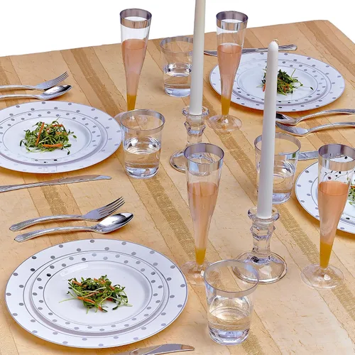Miniatura 7 de Silver Spoons Platos desechables para fiesta – (20 piezas) juego de vajilla desechable resistente de 7.5 pulgadas, platos de plástico de comedor