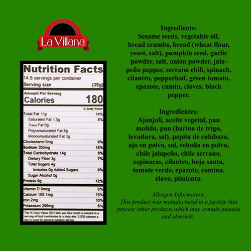 Miniatura 3 de La Villana - Auténtico molé mexicano - Ingredientes naturales - Pipián Verde - Paquete de 3 - 18 oz cada uno