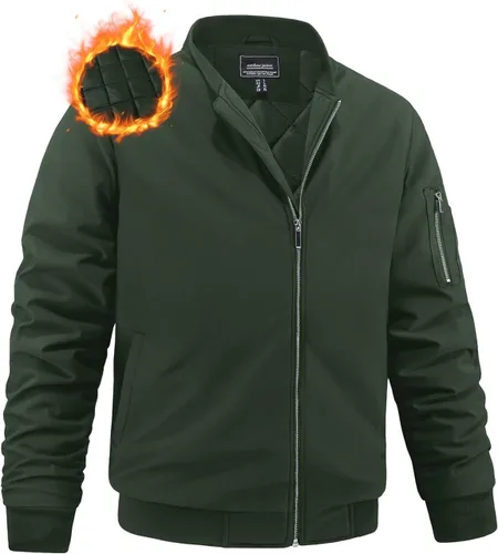 MAGNIVIT - Chaqueta de bombardero para hombre de invierno, cortaviento, cálida, con cremallera completa, abrigo exterior, estilo casual, chaqueta de