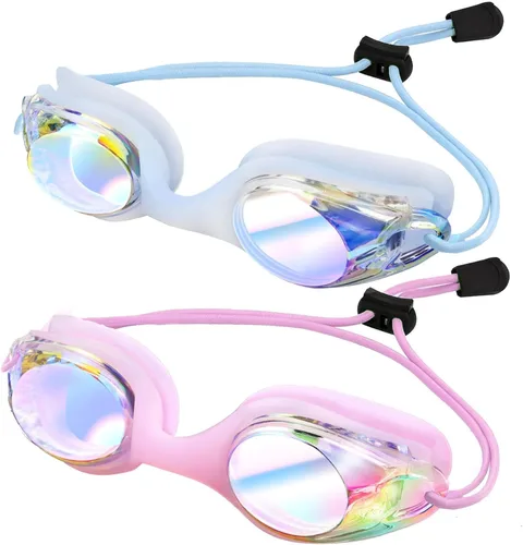 Miniatura 18 de Vvinca Gafas de natación para niños con correa elástica, sin fugas, antivaho, gafas para niños pequeños con ajuste rápido, edades 3-14 02-rosa