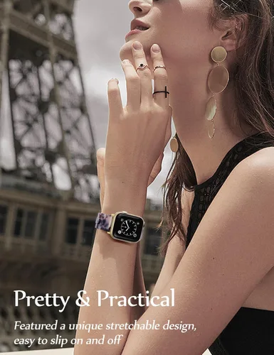 Miniatura 5 de JR.DM Pulsera elástica de resina con cuentas de tortuga para mujer, compatible con Apple Watch Band de 1.654 in (S3/2/1) 1.732 in 1.772 in 1.811 in