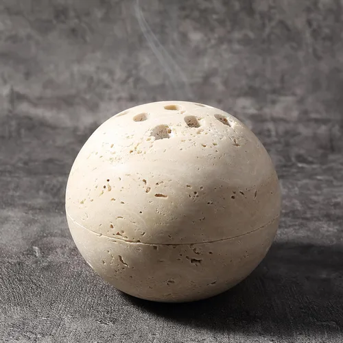 Miniatura 13 de Koville Soporte de incienso de mármol natural, soporte para varillas de incienso con 9 agujeros, quemador de incienso hecho a mano con recogedor