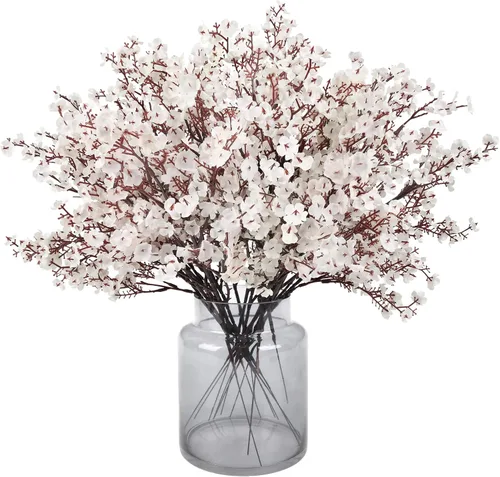 Miniatura 11 de 8 piezas flores artificiales de aliento de bebé, flores de seda amarillas de tacto real, flores falsas para jarrón, hogar, oficina, boda, Navidad