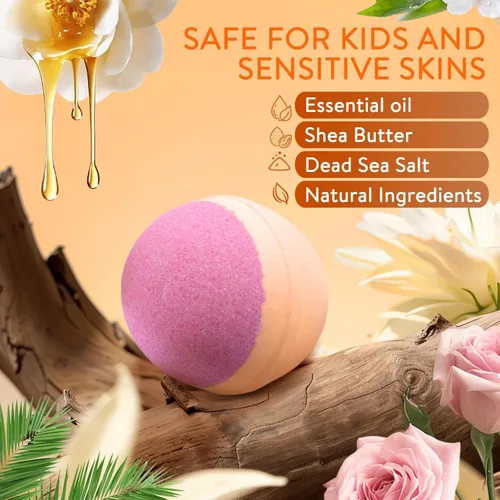 Miniatura 2 de Bombas de baño para mujer, paquete de 12 bombas de baño naturales hechas a mano con 12 aromas únicos, baño de burbujas relajante para hidratar