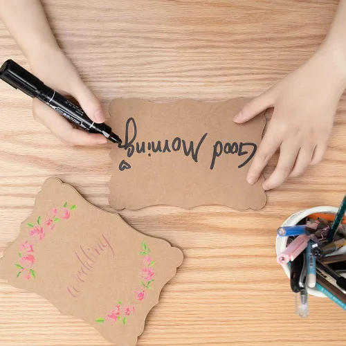 Miniatura 5 de Paquete de 50 tarjetas de papel kraft en blanco, cartulina, papel grueso, color marrón, tarjetas de felicitación para menús de tarjetas de regalo