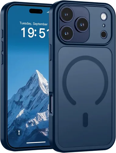 Miniatura 72 de SUPFINE Funda magnética para iPhone 11 Pro Max (compatible con MagSafe) (protección contra caídas de grado militar), delgada, translúcida mate, a