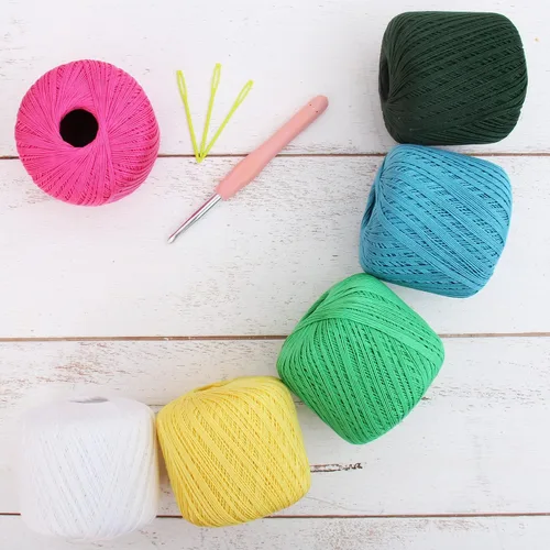 Miniatura 24 de Threadart - Juego de hilos de ganchillo de algodón 100% puro, tamaño 3, colores de ambiente de playa, cuatro bolas de 1.76 oz