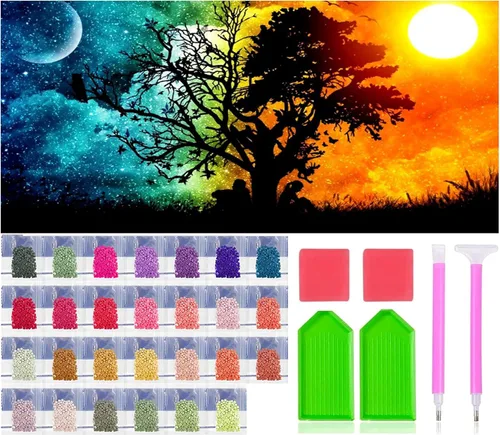 JesMolla Kit de pintura de diamante cuadrado completo 5D por números para adultos, kits de pintura de diamantes cuadrados de taladro completo, kit