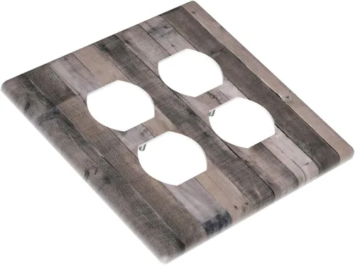 Miniatura 808 de Placa Decorativa de Pared de Granja Rústica con Cuerno de Madera para Puerta de Granero 1 Banda Duplex Cubiertas de Toma Eléctrica Soltera