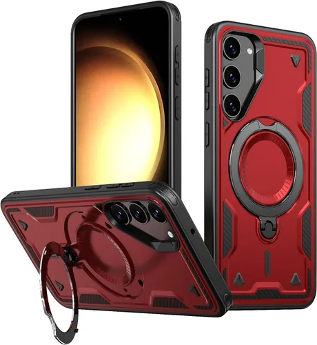 Miniatura 22 de Funda para Galaxy S26 Ultra, compatible con MagSafe, funda híbrida 2 en 1 protectora delgada y resistente con soporte magnético invisible para Rojo