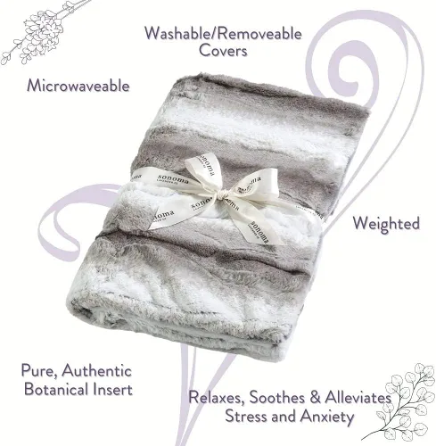 Miniatura 3 de Sonoma Lavender Manta de spa de aromaterapia rellena de flores de lavanda y linaza, manta para microondas caliente/fría para calmar los músculos