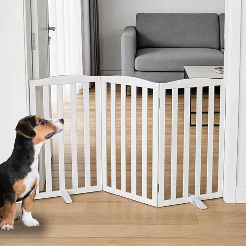 Miniatura 30 de Puerta para Perros Independiente para Interiores, Puerta para Perros Plegable, Puertas para Mascotas para Entradas, Escaleras o Pasillos, Puerta