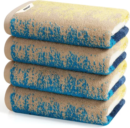 Miniatura 28 de SEMAXE Paquete de 12 toallas de mano para baño, toallas 100% algodón con bucles para colgar, suaves y altamente absorbentes, juego de toallas