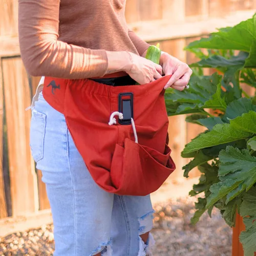 Miniatura 7 de Roo - Delantal de jardinería con bolsillos y cosecha, bolsa de recogida, ajustable, resistente al agua, lavable, lona de algodón