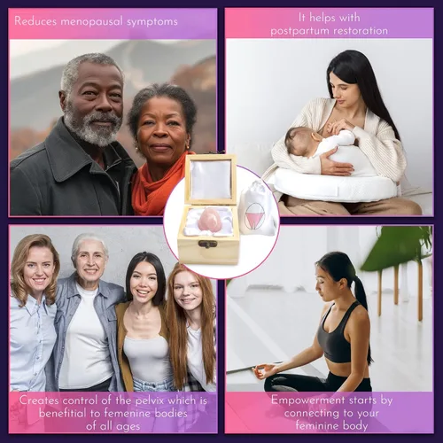 Miniatura 7 de Sacred Weapon Huevo Kegel de cuarzo rosa certificado GIA - Ejercitador de suelo pélvico para mujeres Soporte para menopausia, posparto y prolapso