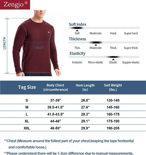 Miniatura 5 de Zengjo Camiseta de capa base para hombre, manga larga, atlética, para correr, ligera