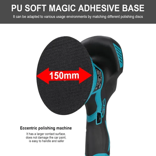 Miniatura 3 de Kit de pulidor inalámbrico para automóvil compatible con batería Makita de 18 V, amortiguador orbital de 6 pulgadas, ajustable de 6 velocidades