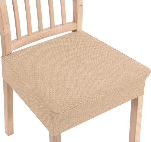 Miniatura 25 de Smiry Juego de 4 fundas de asiento elásticas de jacquard para sillas de comedor, extraíbles y lavables, sin fundas traseras, color gris pardo