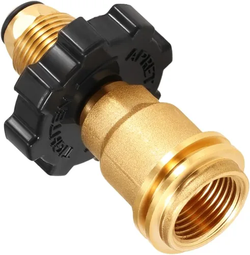Uenede Adaptador de tanque de propano de latón con llave que convierte la válvula de servicio del tanque POL LP en manguera QCC1/Type1 o Regualtor