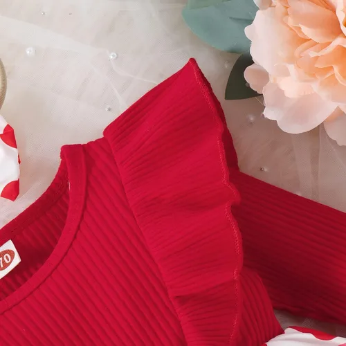 Miniatura 24 de Mameluco de Navidad para niñas recién nacidas, falda de malla de terciopelo rojo, traje de primera Navidad, regalo de Navidad