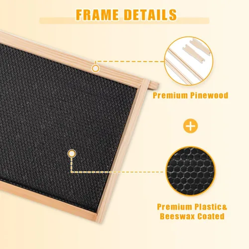 Miniatura 6 de POLLIBEE Las colmenas de abeja Langstroth con revestimiento de cera de abeja de 8 marcos incluyen 1 caja profunda y 1 caja mediana para abejas