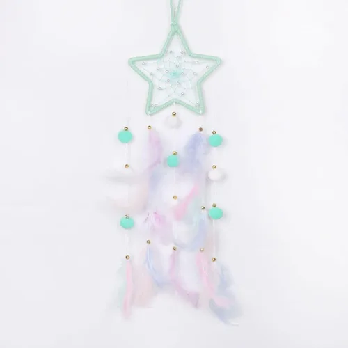 Miniatura 10 de Pretty Jolly - Atrapasueños azul de gato para niños, decoración de pared con pompones y plumas, atrapasueños hecho a mano para niños, decoración