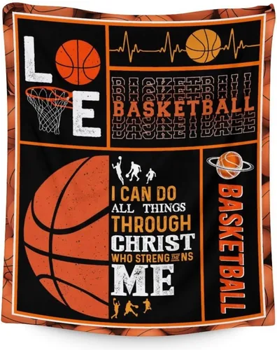 Miniatura 8 de Manta de baloncesto suave, afelpada y cálida, manta pequeña de 50 x 40 pulgadas para oficina, silla, manta deportiva negra, regalos para niños