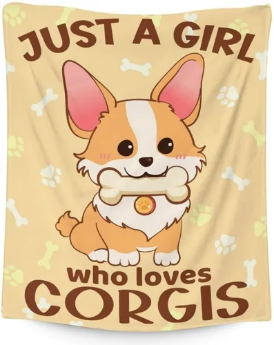 Corgi - Manta de regalo de 40 x 30 pulgadas, bonita manta para niños y niñas, mantas amarillas suaves y peludas para regazo, silla