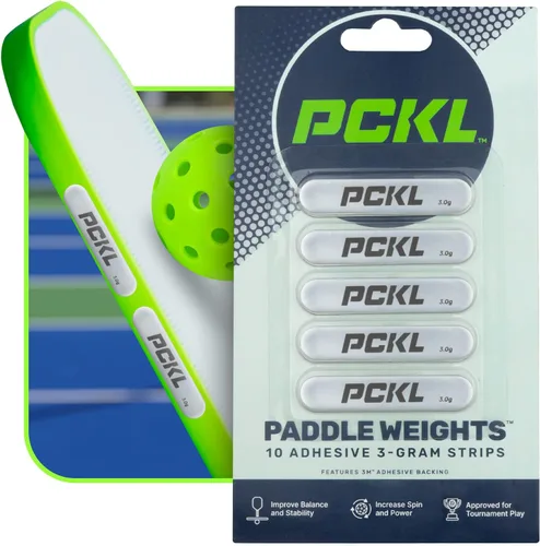 PCKL Pesos de cinta de plomo de paleta de pickleball | 10 tiras precortadas de 0.11 oz para mejorar la potencia, giro, punto dulce y peso de la